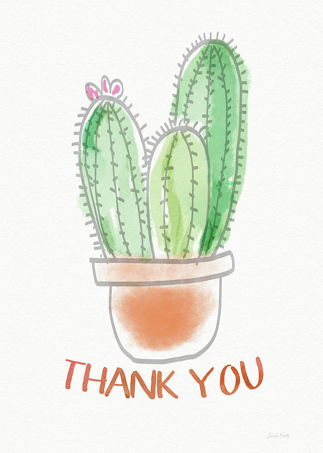 Cactus Thank You - Art by Linda Woods Painting by Linda Woods