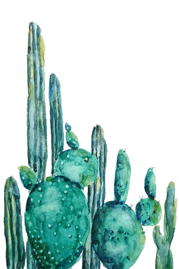 Nature Art Painting - Cactus Watercolor 1 by Color Color