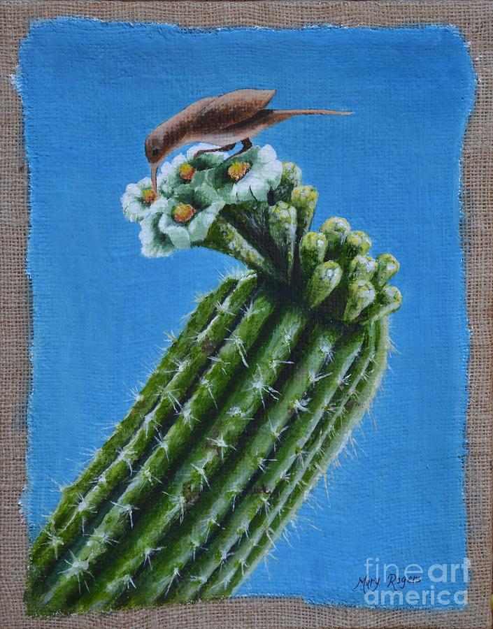 Cactus Wren Painting by Mary Rogers