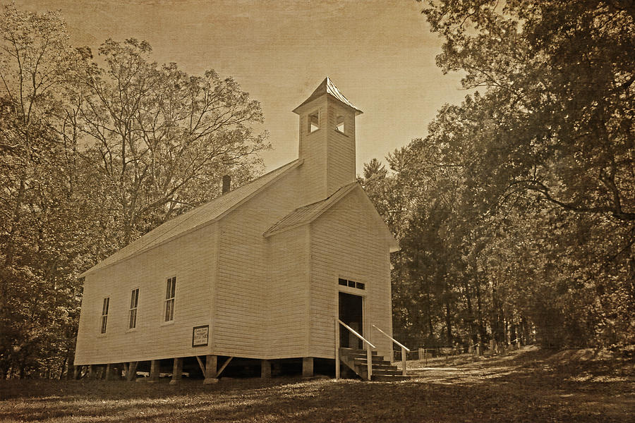 Cades Cove Missionary Baptist Church - Vintage Photograph by HH Photography of Florida