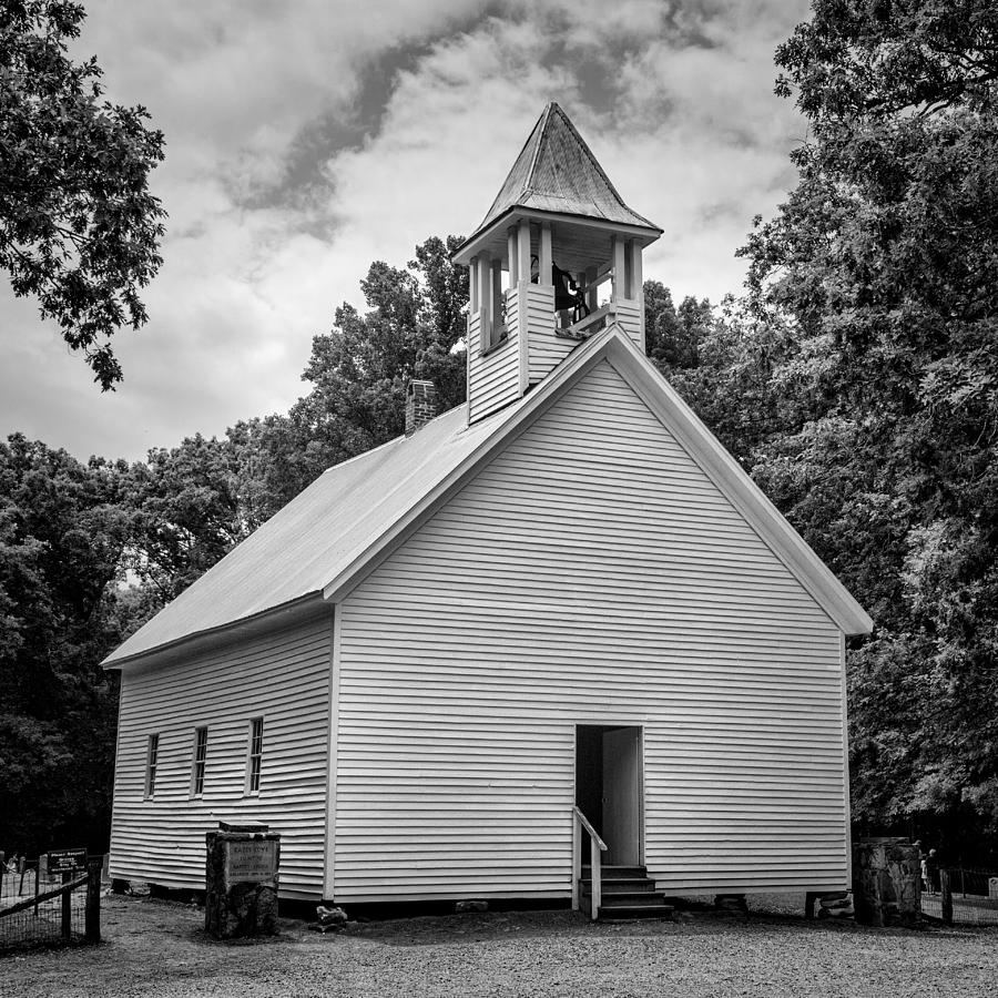 Black And White Photograph - Cades Cove Primitive Baptist Church - BW 1 by Stephen Stookey