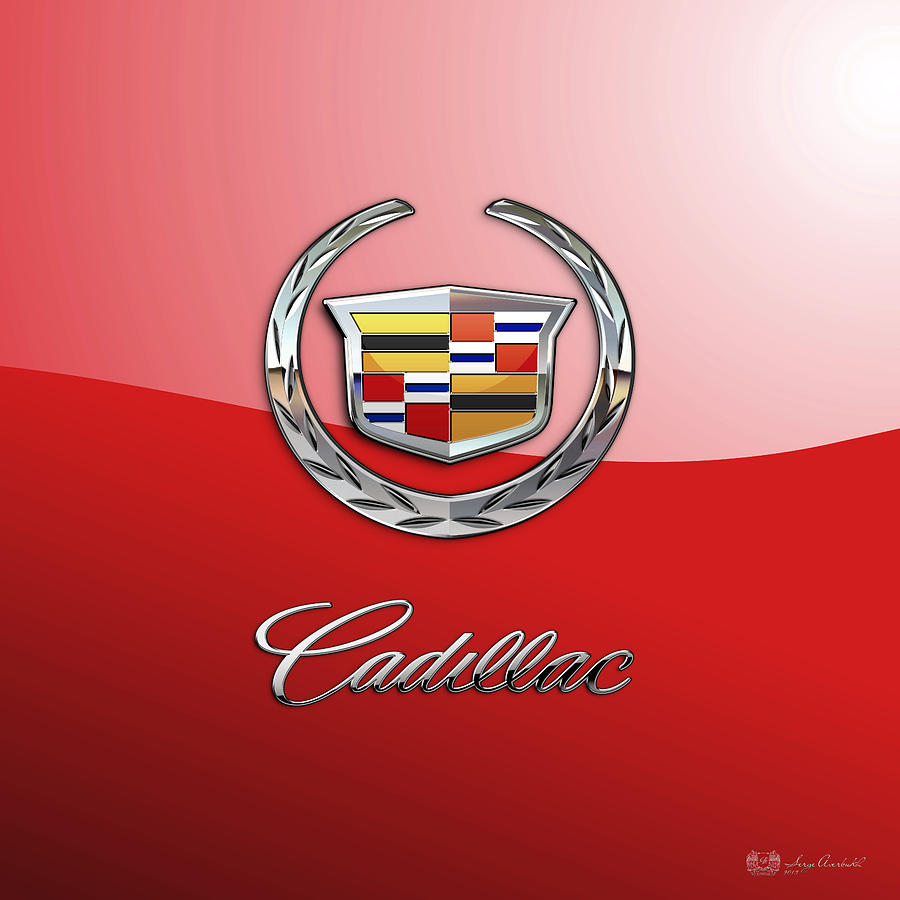 Car Photograph - Cadillac - 3 D Badge on Red by Serge Averbukh