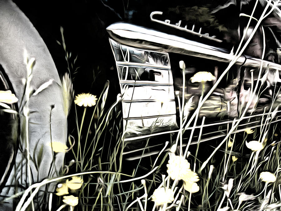 Abstract Digital Art - Cadillac and Dandelions by Kiki Art