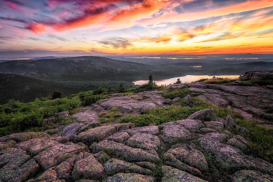Acadia National Park Photograph - Cadillac Mountain Sunset by Jeff Bazinet