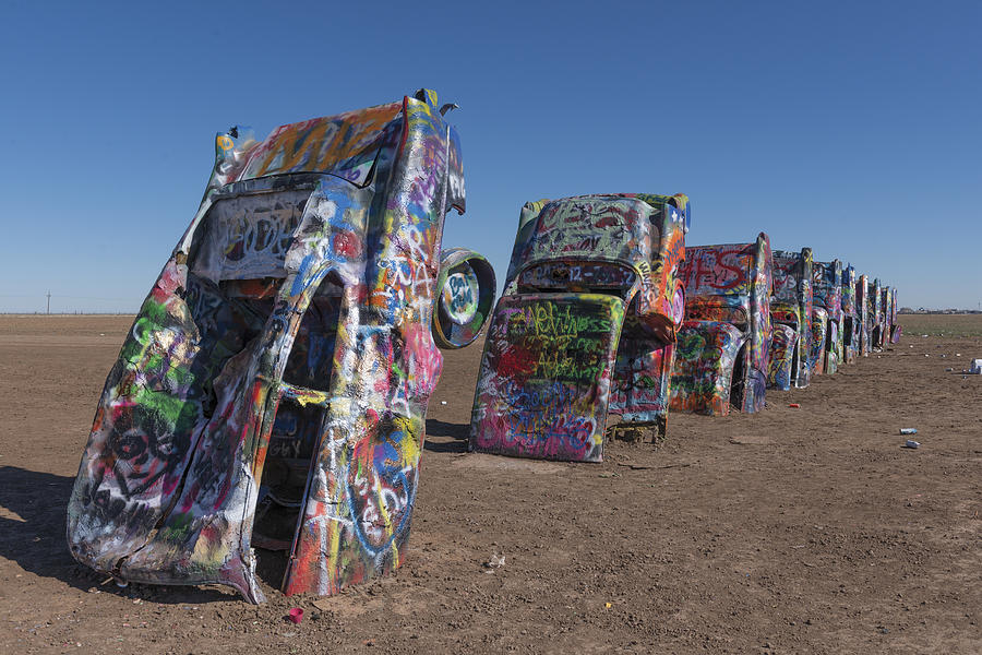 Cadillac Ranch art installation on Route 66 Photograph by Carol M Highsmith