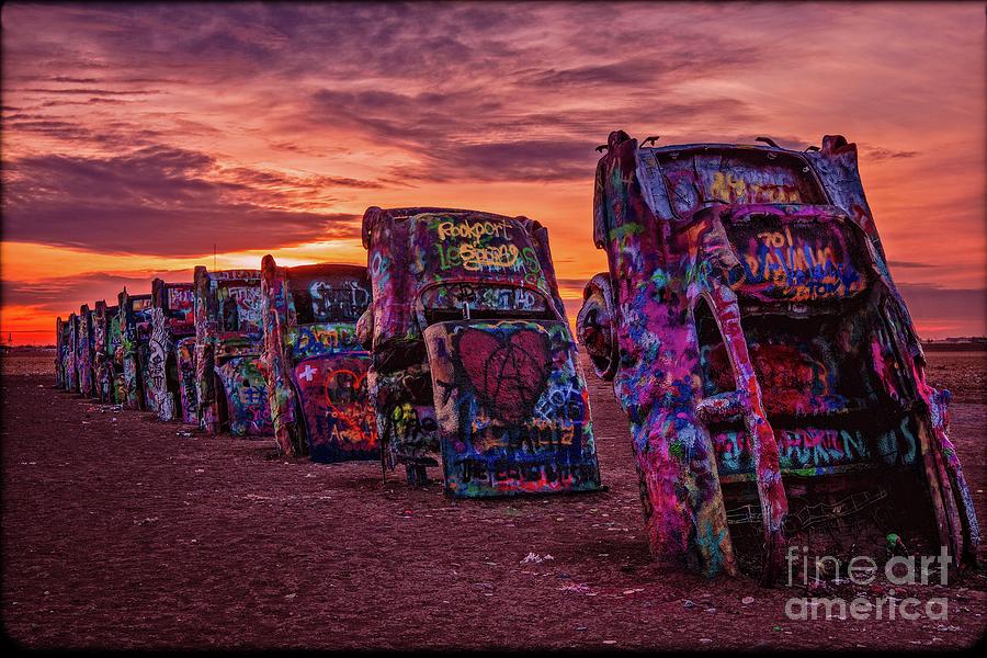 Cadillac Ranch at Sunrise  Photograph by Imagery by Charly