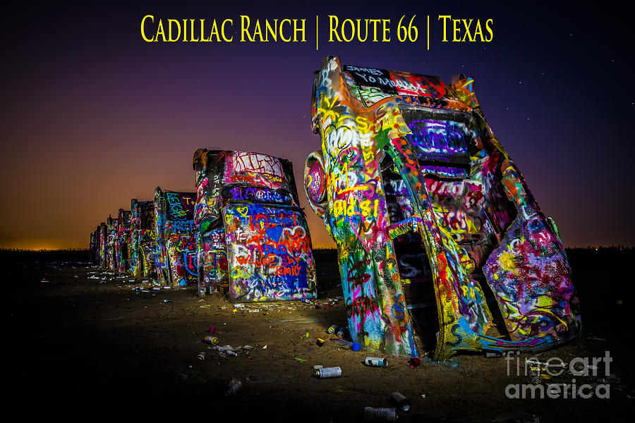 Amarillo Photograph - Cadillac Ranch Route 66 Texas Three by JC Kirk