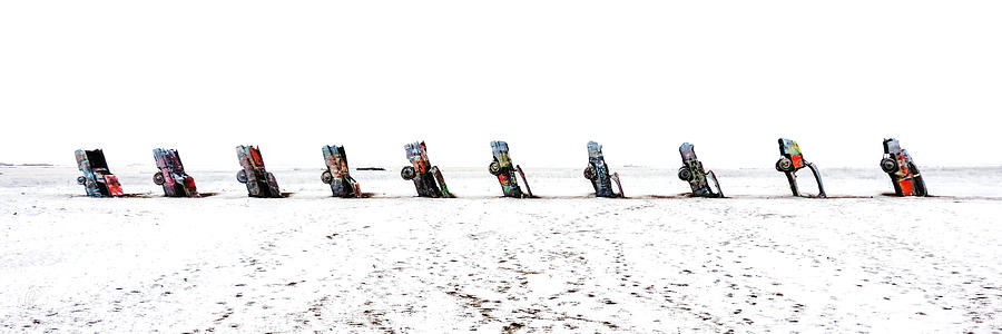 Cadillac Ranch Whiteout 001 Photograph by Lance Vaughn