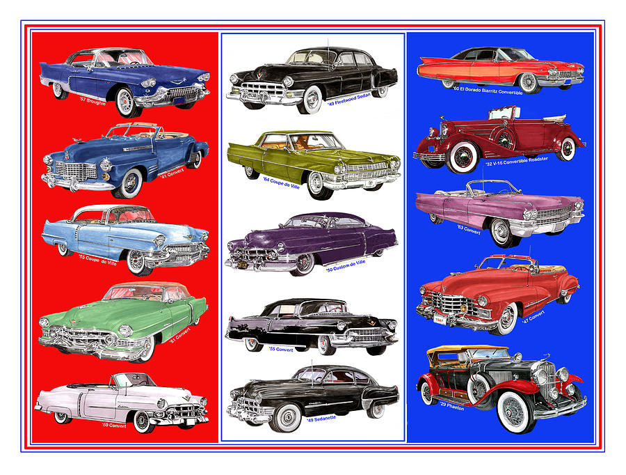 15 Cadillacs the Poster Painting by Jack Pumphrey