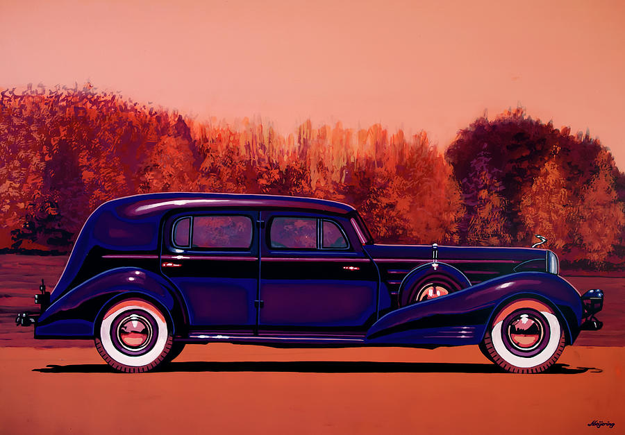 Vintage Painting - Cadillac V16 Custom Imperial 1937 Painting by Paul Meijering