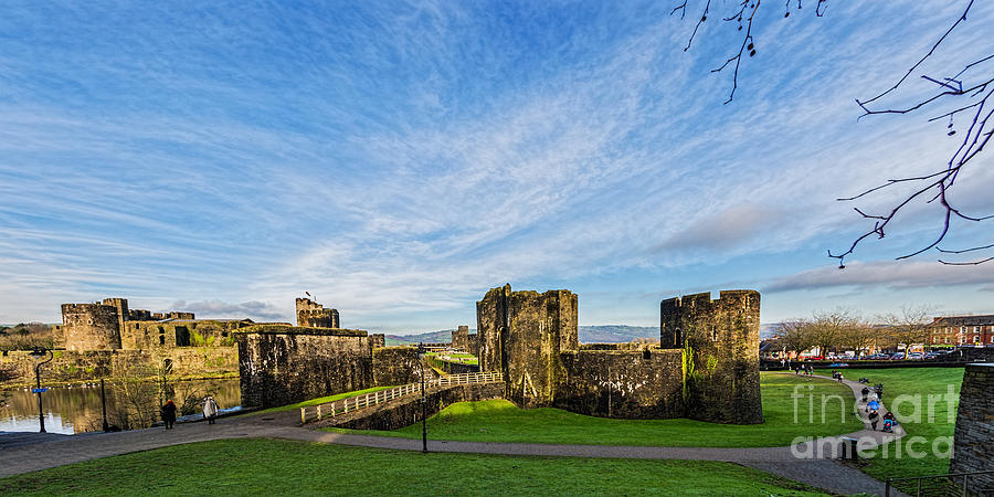 Caerphilly Castle Panorama Photograph by Steve Purnell