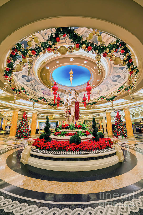 Las Vegas Photograph - Caesars Palace Main Entrance at Christmas by Aloha Art