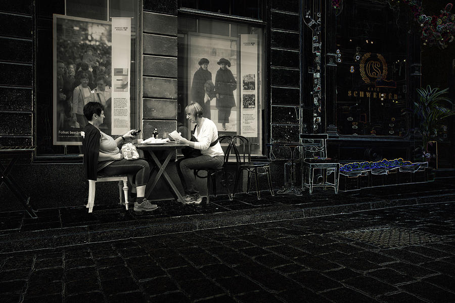 Cafe in Copenhagen /Two Worlds Photograph by Aleksandrs Drozdovs