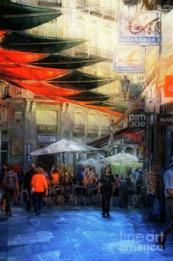 Cafe and Te on a Spanish Street Digital Art by Mary Machare