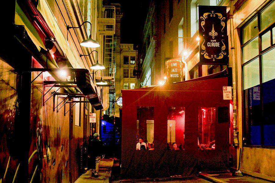 Cafe Claude at NIght Photograph by Bonnie Follett