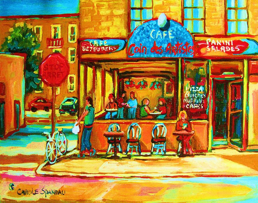 Cafes Painting - Cafe Coin Des Artistes by Carole Spandau