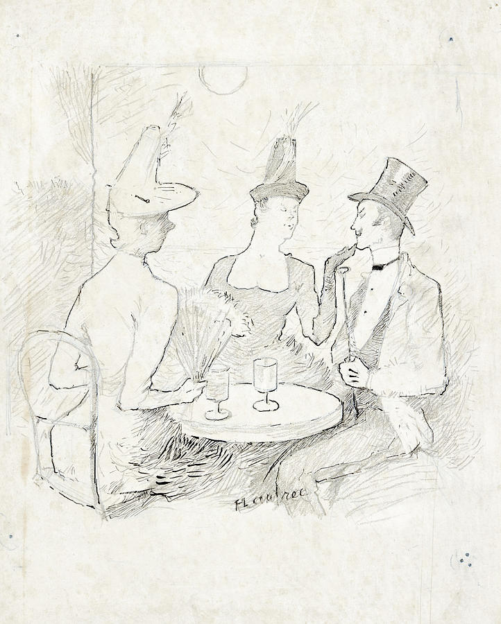 Henri De Toulouse Lautrec Drawing - Cafe-Concert a Montmarte by Henri de Toulouse-Lautrec