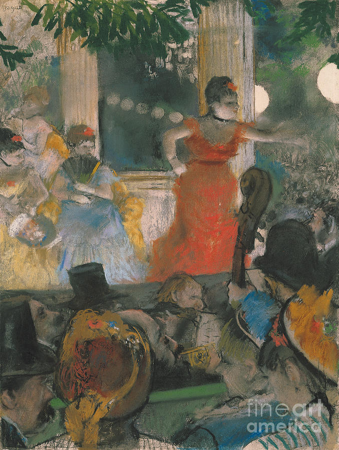 Cafe Concert at Les Ambassadeurs Pastel by Edgar Degas