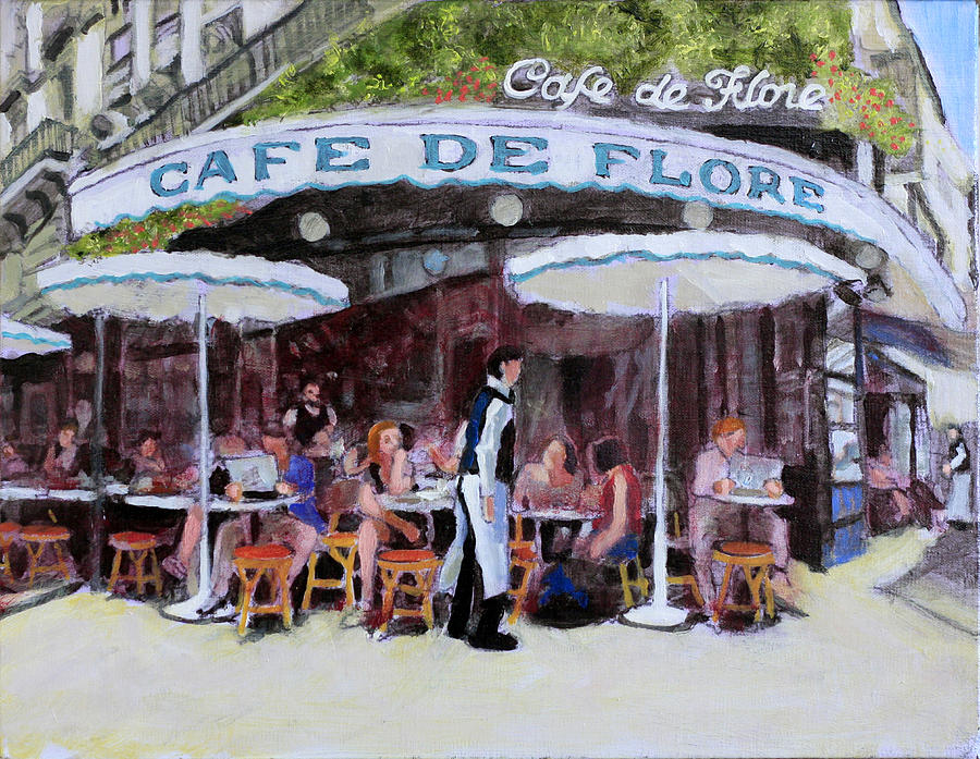 Cafe De Flore Painting by David Zimmerman
