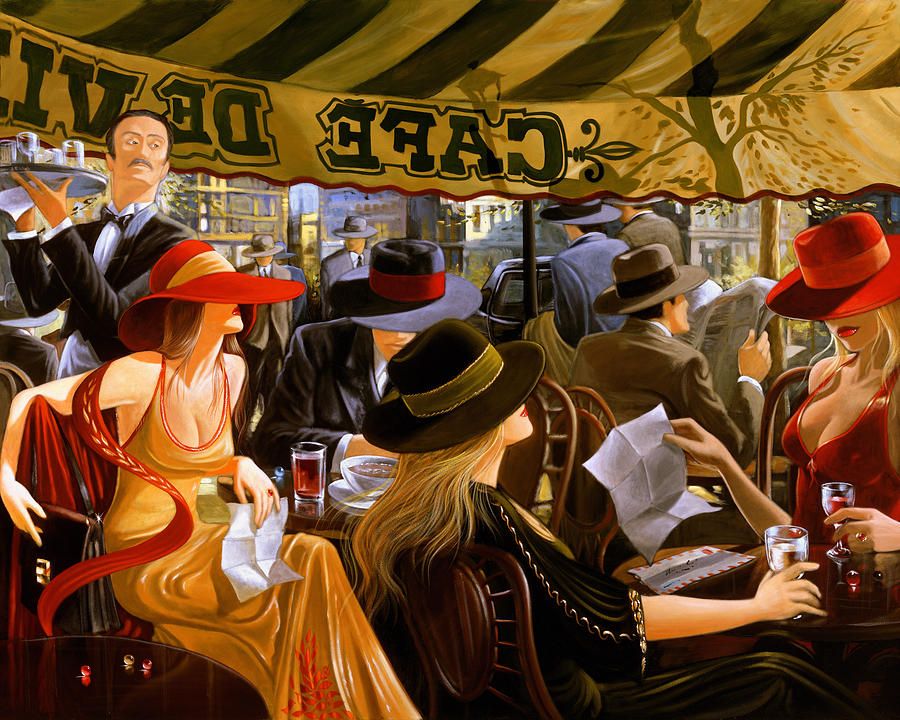 Cafe De Vill Painting by Victor Ostrovsky