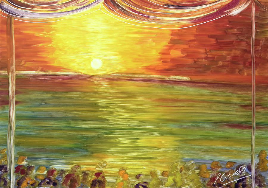 Cafe Del Mar Sunset Painting by Pete Caswell