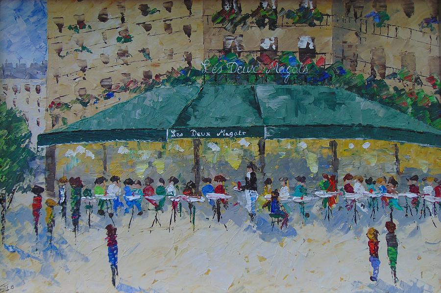 Cafe des deux Magots Painting by Frederic Payet