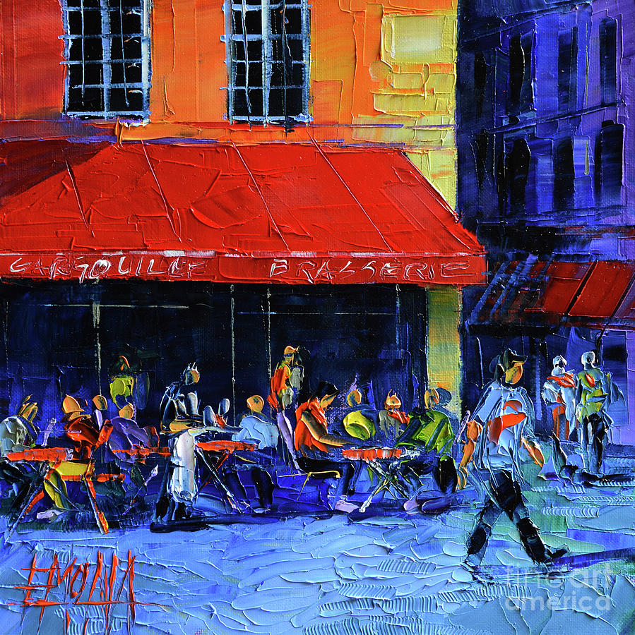Cafe Gargouille Painting by Mona Edulesco