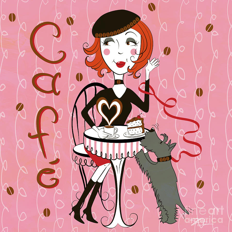 Coffee Digital Art - Cafe Girl by Shari Warren