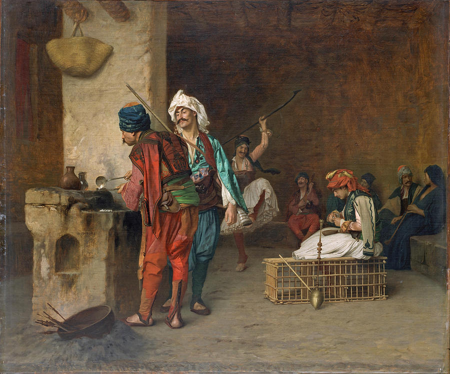 Cafe House. Cairo. Casting Bullets Painting by Jean-Leon Gerome