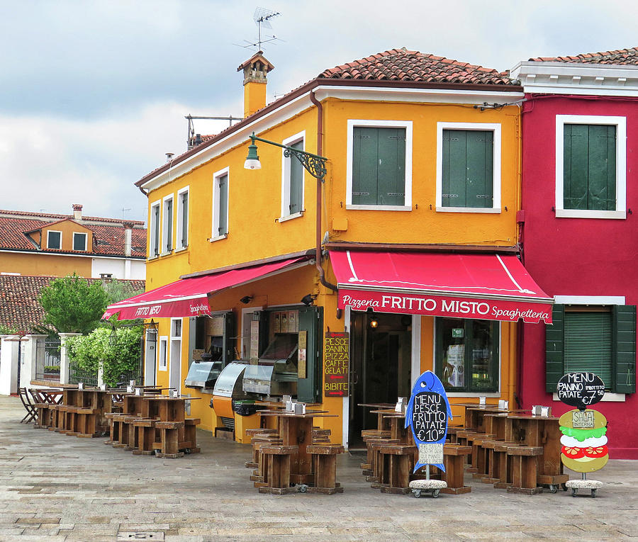 Cafe in Burano Photograph by Dave Mills