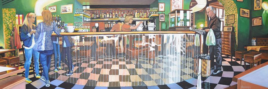 Cafe in Trieste Painting by Dan Remmel