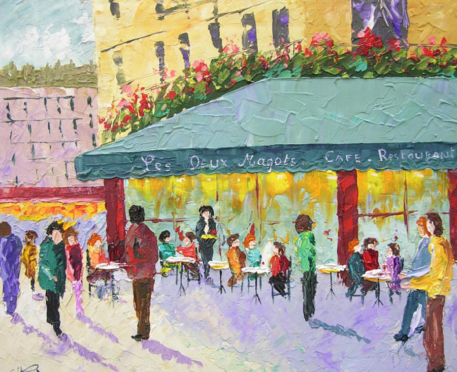 Cafe les deux Magots Paris France Painting by Frederic Payet - Fine Art ...