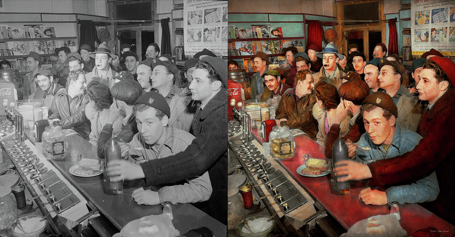 Cafe - Midnight Munchies 1943 - Side by Side Photograph by Mike Savad