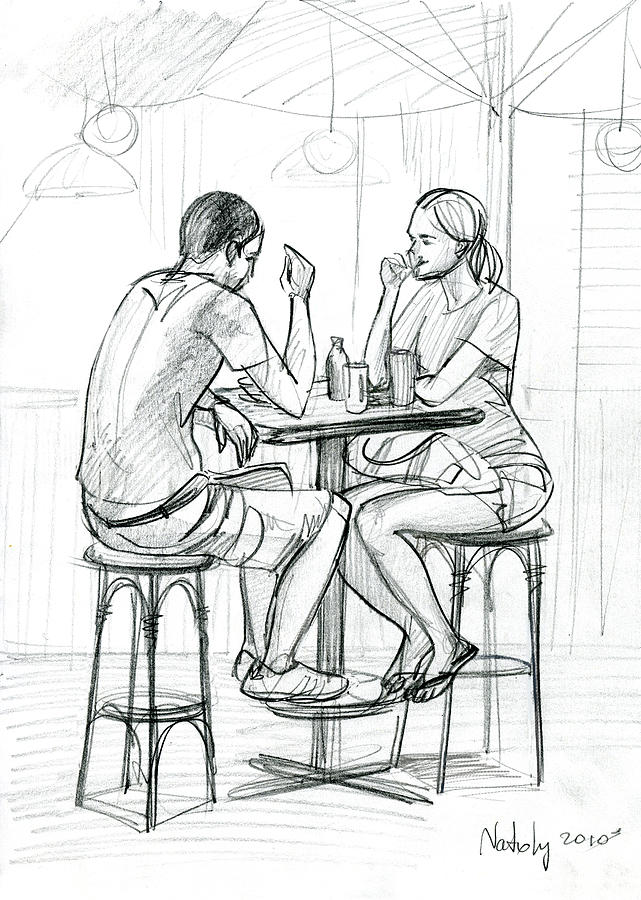 Inspirational Drawing - Cafe by Natoly Art
