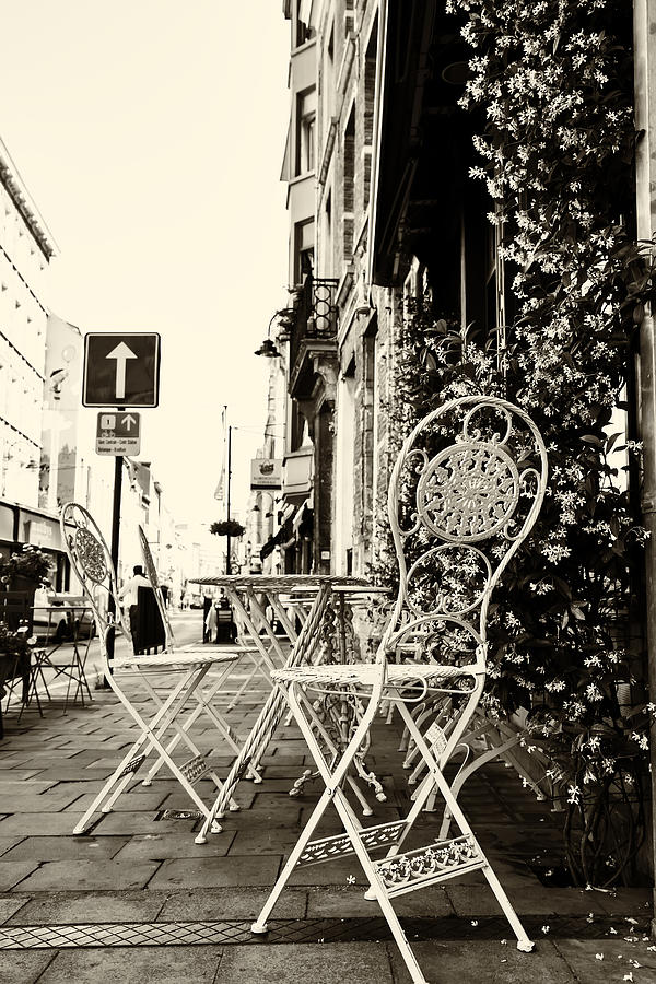 Cafe on a Brussels Street Photograph by Georgia Clare