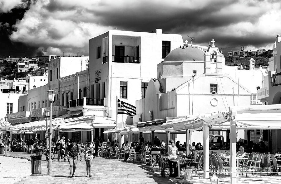 Cafe Scene in Mykonos Photograph by John Rizzuto