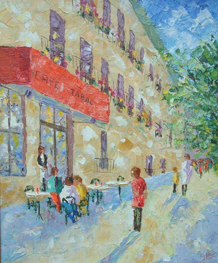 Cafe St Germain Paris France Painting by Frederic Payet