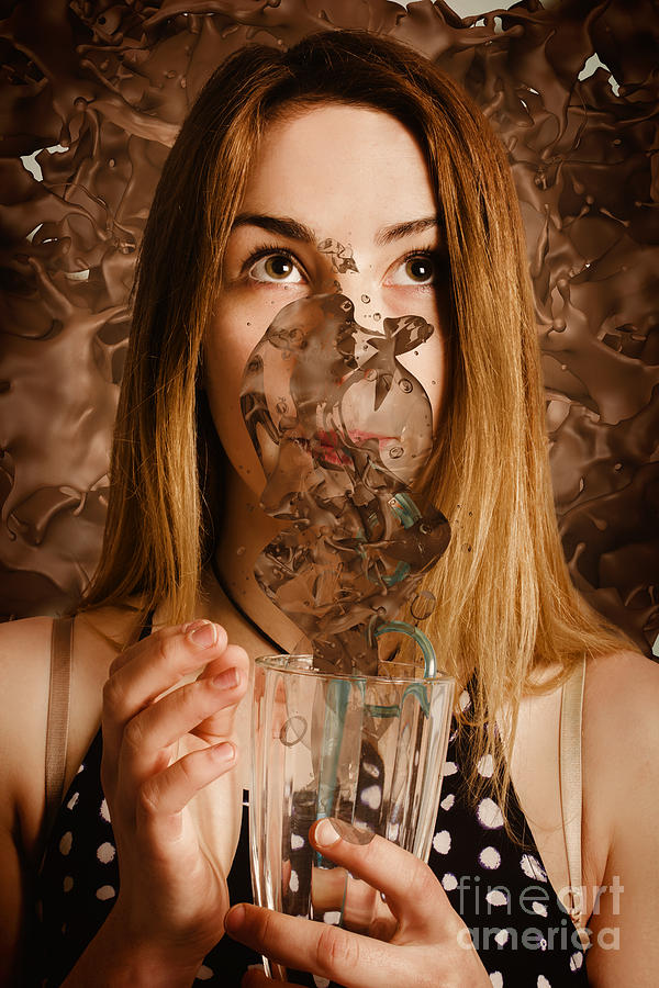 Cafe tin sign girl drinking chocolate milkshake Photograph by Jorgo Photography