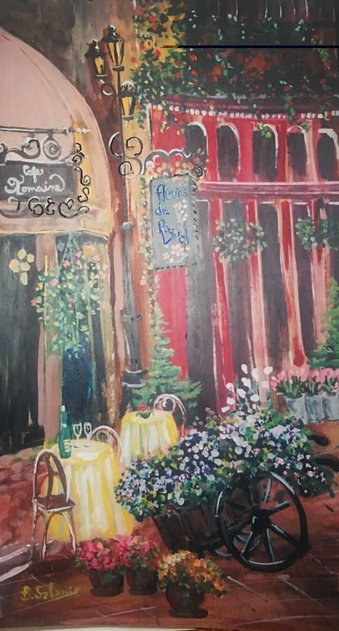 Street Scene Painting - Cafe Tomaine by Barbara Szlanic