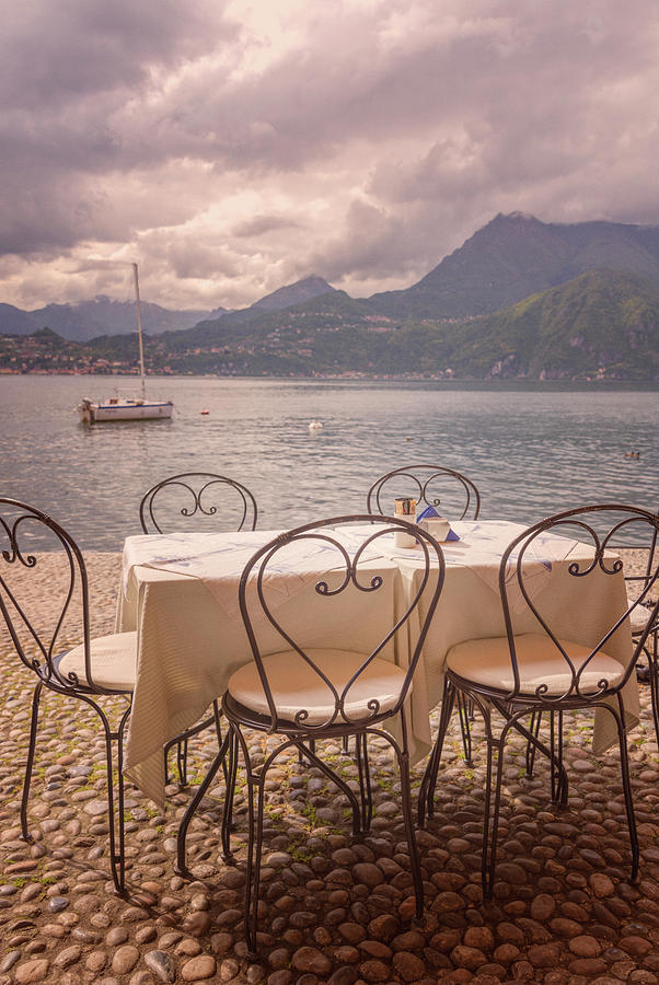 Cafe View of Lake Como Italy Photograph by Joan Carroll
