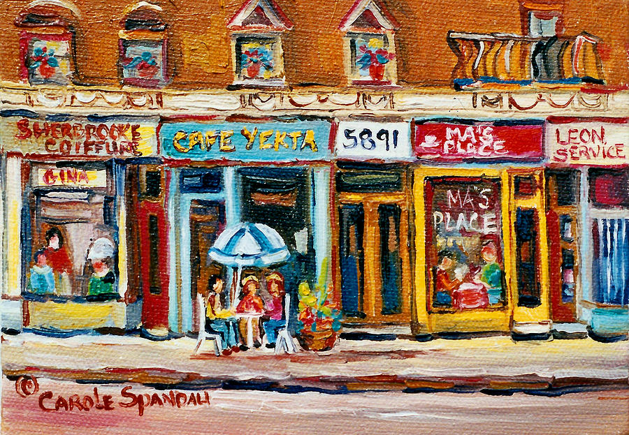 City Scene Painting - Cafe Yenta And Mas Place by Carole Spandau