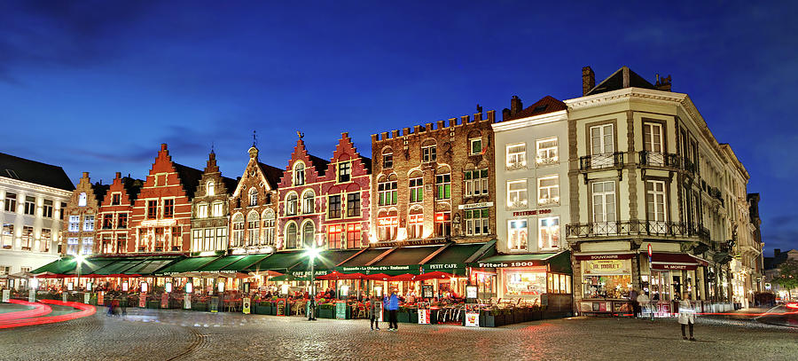 Architecture Photograph - Cafes and Restaurants on Markt Square - Bruges by Barry O Carroll