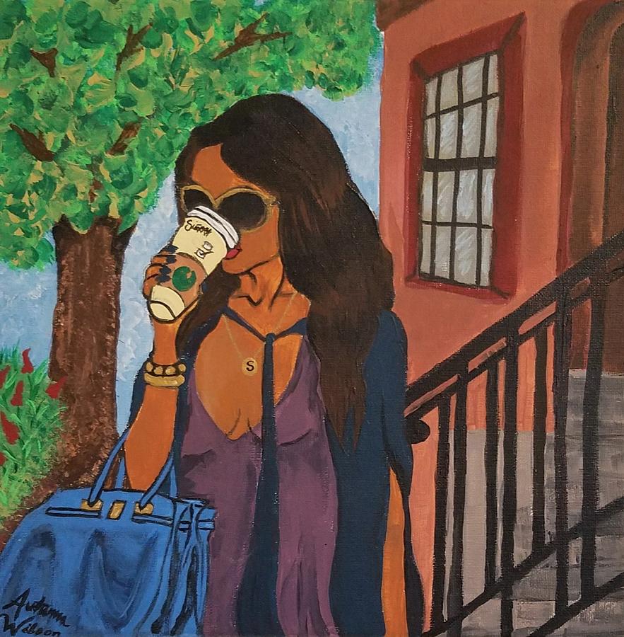 Coffee Painting - Caffeinated Commute by Autumn Leaves Art