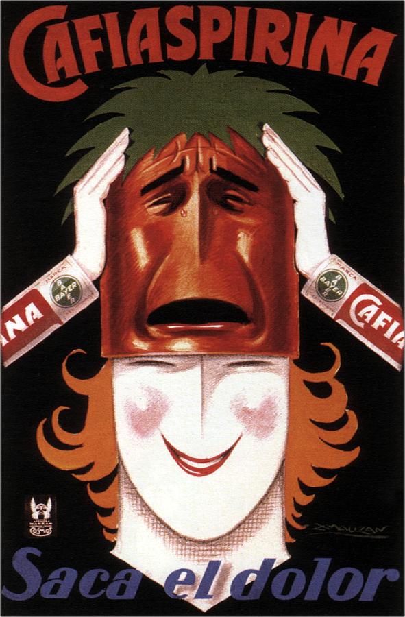Cafiaspirina - Saca el dolor - Medinines Poster - Vintage Advertising Poster Mixed Media by Studio Grafiikka