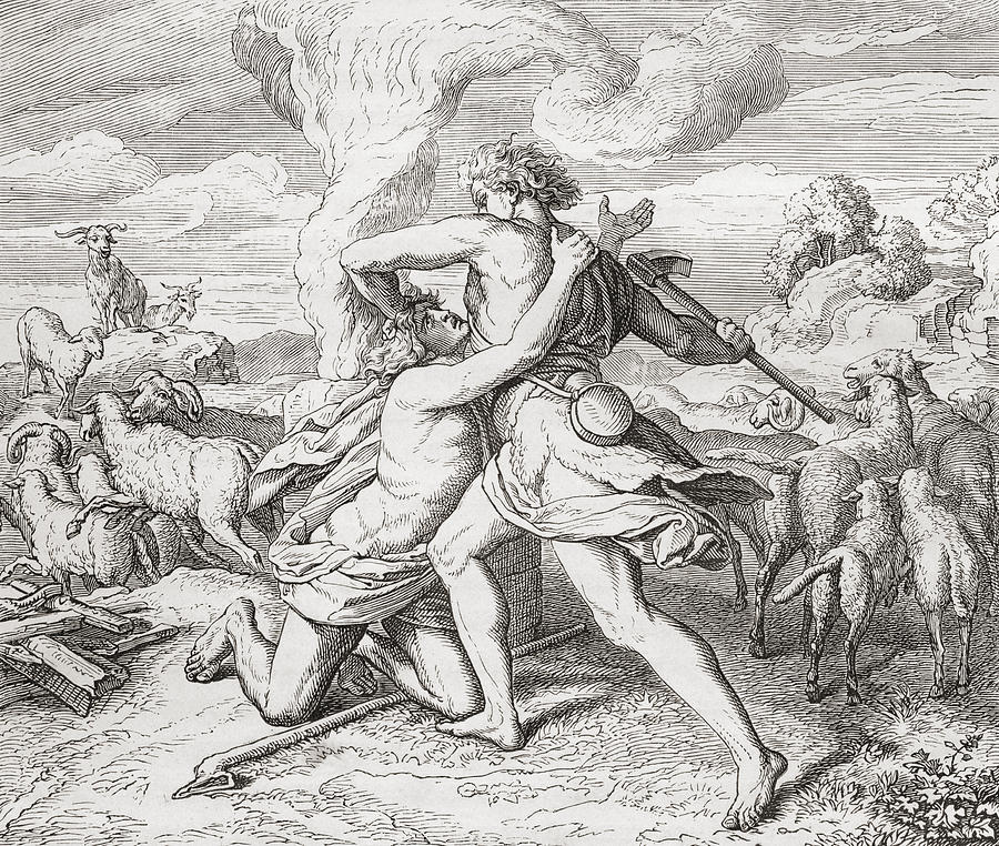 Cain Killing His Brother Abel, After Drawing by Vintage Design Pics
