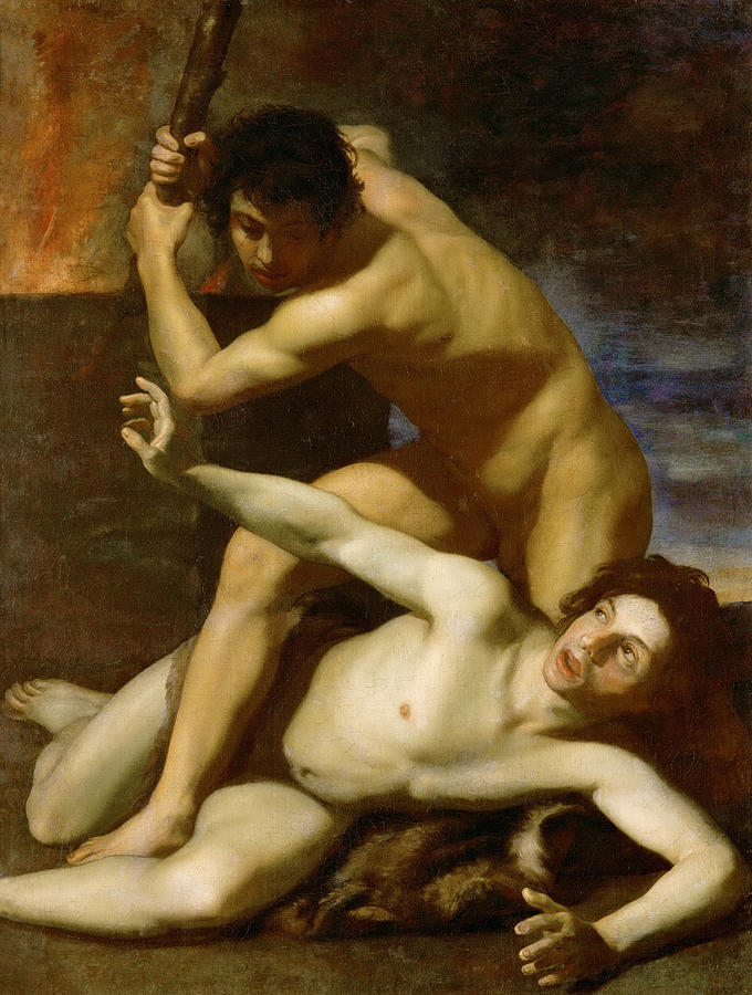 Cain killing his brother Painting by Bartolomeo Manfredi