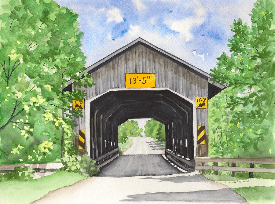 Caine Road Bridge Painting by Laurie Anderson
