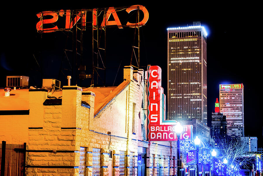 Cains Ballroom Music Hall and the Tulsa Skyline Photograph by Gregory Ballos