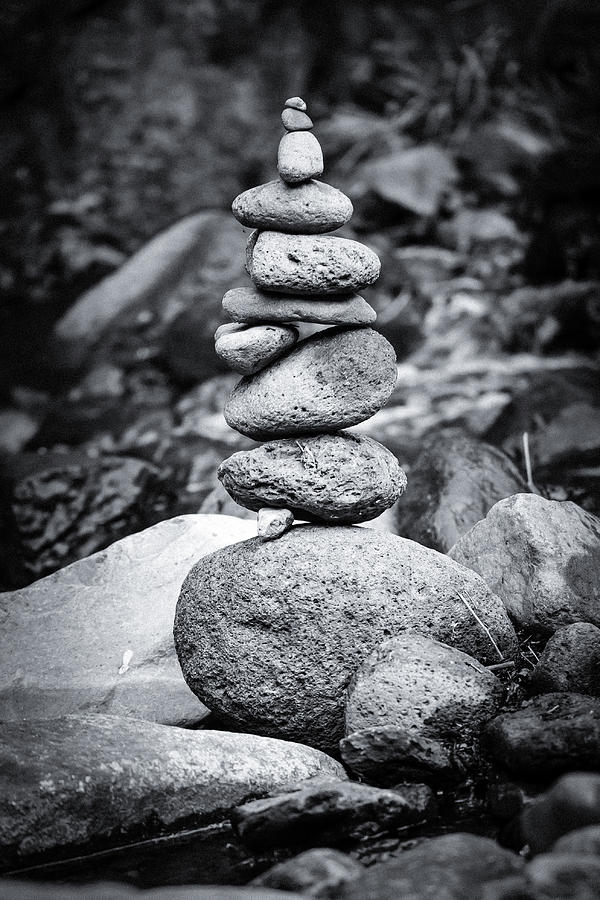Cairn - Black and White Photograph by The Flying Photographer
