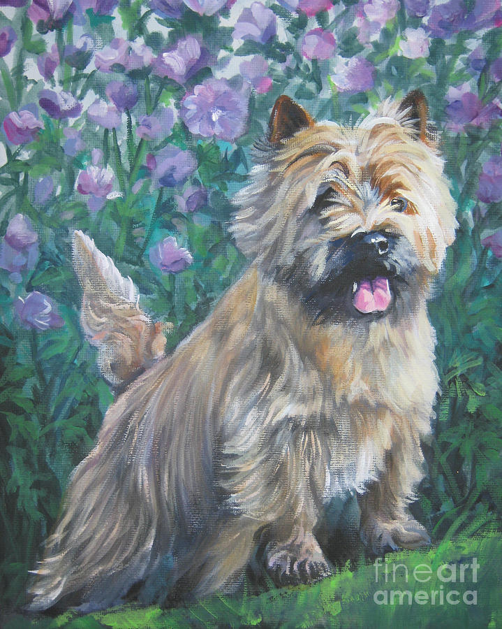 Cairn Terrier in the Flowers Painting by Lee Ann Shepard